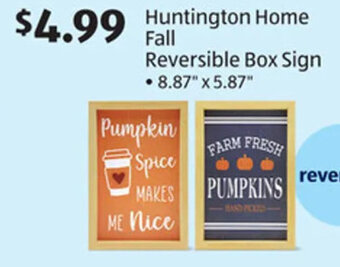 Aldi Huntington Home Fall Reversible Box Sign offer