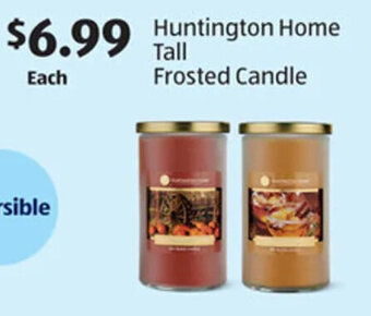 Aldi Huntington Home Tall Frosted Candle offer