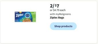 Walgreens Ziploc bags offer