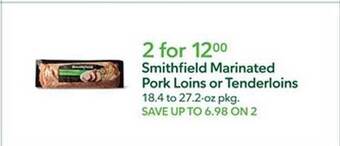 Publix Smithfield marinated pork loins or tenderloins offer