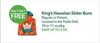 Publix King's hawaiian slider buns offer