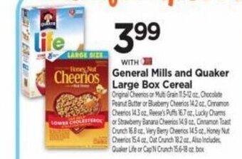 Tops General Mills and Quaker Large Box Cereal offer