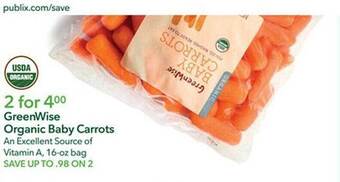 Publix Greenwise organic baby carrots offer
