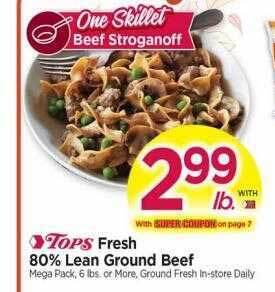 Tops Fresh 80% lean ground beef offer