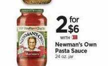 Tops Newman's own pasta sauce offer