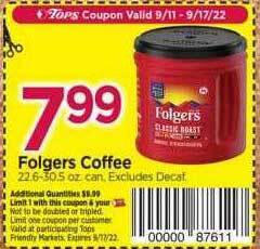 Tops Folgers coffee offer