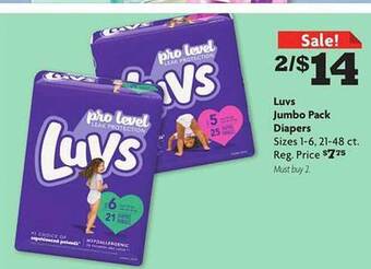 Family Dollar Luvs jumbo pack diapers offer