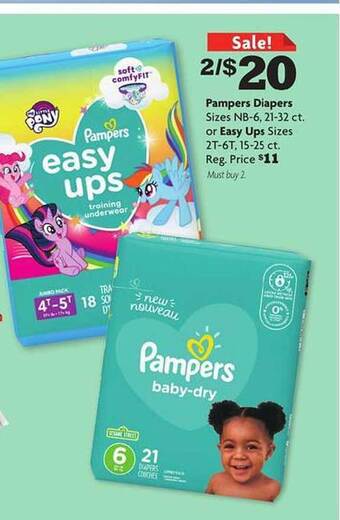 Family Dollar Pampers diapers or easy ups offer