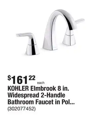 The Home Depot Kohler elmbrook 8 in. widespread 2-handle bathroom faucet in polished chrome offer