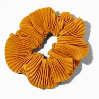 Claire's Pleated mustard hair scrunchie offer