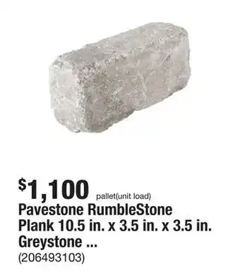 The Home Depot Pavestone rumblestone plank 10.5 in. x 3.5 in. x 3.5 in. greystone concrete paver (192-piece/ 49 sq. ft./pallet) offer