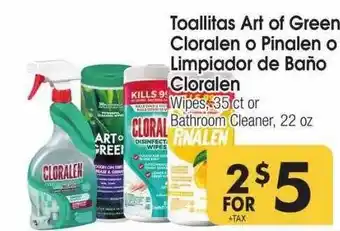 Toallitas art of green cloralen o pinalen o limpiador de baño cloralen