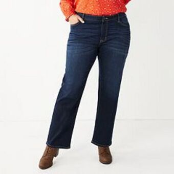 Kohl's Plus size sonoma goods for life® premium elastic-waist midrise straight-leg jeans offer