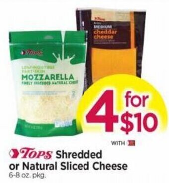 Tops Tops Shredded or Natural Sliced Cheese offer