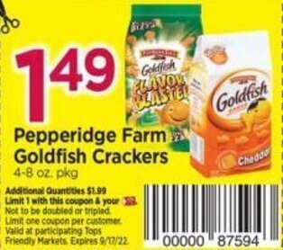 Tops Pepperidge Farm Goldfish Crackers offer