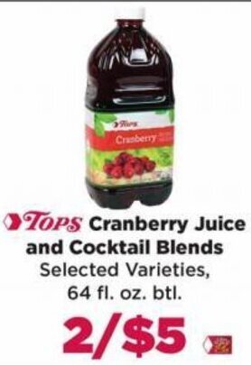 Tops Tops Cranberry Juice and Cocktail Blends offer