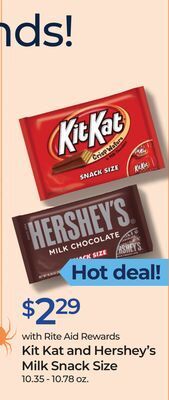 Rite Aid Kit kat and hershey's milk snack size offer