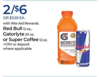 Rite Aid Red bull, gatorlyte, or super coffee offer