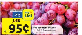 Lidl Red seedless grapes offer