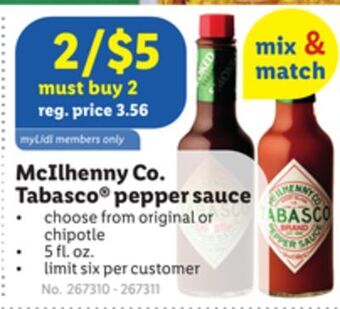 Lidl Mcilhenny co. tabasco® pepper sauce offer
