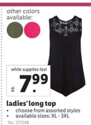 Lidl Ladies' long top offer