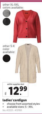 Lidl Ladies' cardigan offer