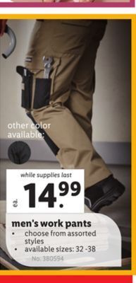 Lidl Men's work pants offer
