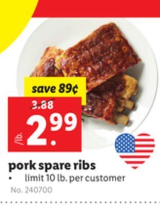 Lidl Pork spare ribs offer