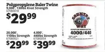 Polypropylene baler twine