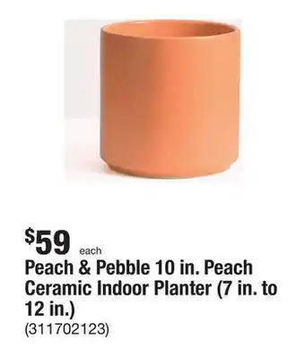 The Home Depot Peach & pebble 10 in. peach ceramic indoor planter (7 in. to 12 in.) offer