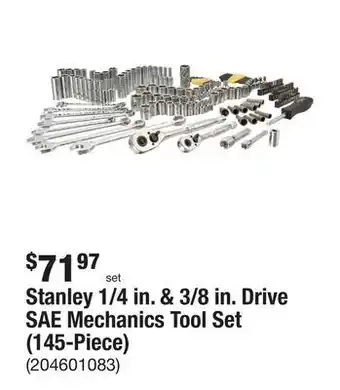 The Home Depot Stanley 1/4 in. & 3/8 in. drive sae mechanics tool set (145-piece) offer