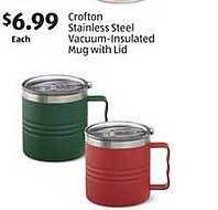 Aldi Crofton stainless steel vacuum-insulated mug with lid offer
