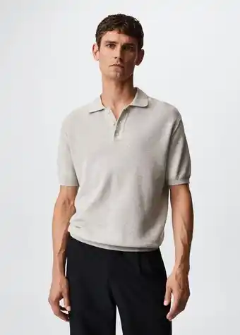 Mango Textured cotton polo shirt offer
