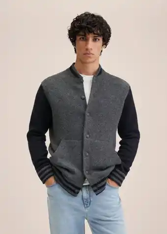 Mango Contrast wool-blend cardigan offer