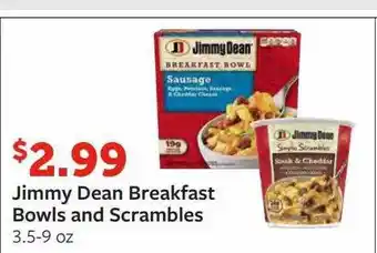 Fareway Jimmy dean breakfast bowls and scrambles offer