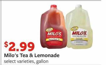 Fareway Milo's tea & lemonade offer