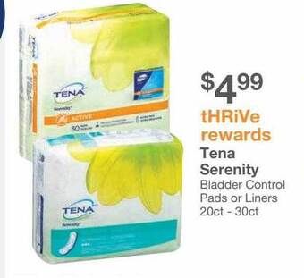 Kinney Drugs Tena serenity bladder control pads or liners offer