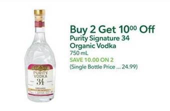 Publix Purity signature 34 organic vodka offer