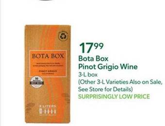 Publix Bota box pinot grigio wine offer
