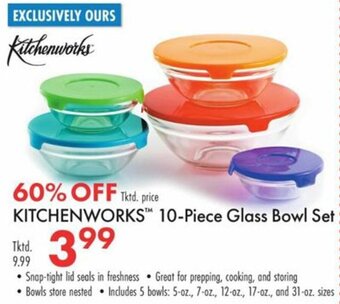 Boscov's Kitchenworks 10-Piece Glass Bowl Set offer