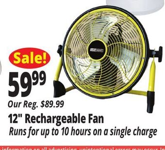Ocean State Job Lot Life smart rechargeable high velocity metal fan, 12" offer