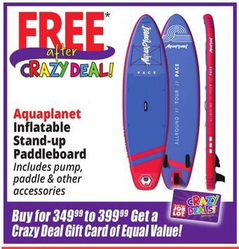 Ocean State Job Lot Aquaplanet inflatable stand-up paddleboards offer
