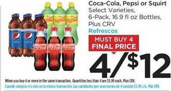 Food 4 Less Coca-cola, pepsi or squirt offer