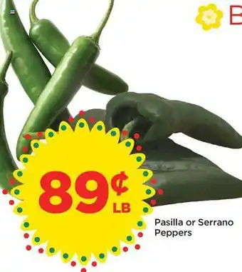 Food 4 Less Pasilla or serrano peppers offer