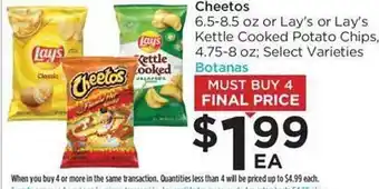 Food 4 Less Cheetos or lay's or lay's kettle cooked potato chips offer