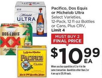 Food 4 Less Pacifico, dos equis or michelob ultra offer