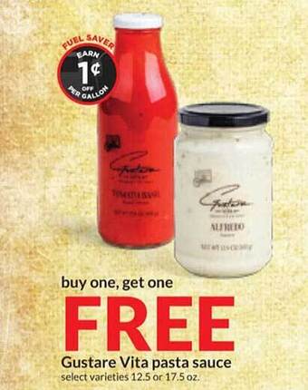 Hy-Vee Gustare vita pasta sauce offer
