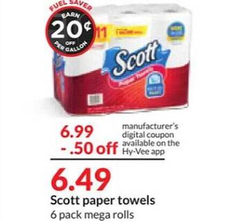 Hy-Vee Scott paper towels offer