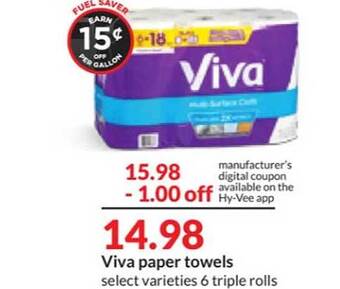 Hy-Vee Viva paper towels offer