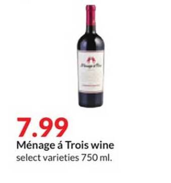 Hy-Vee Ménage à trois wine offer